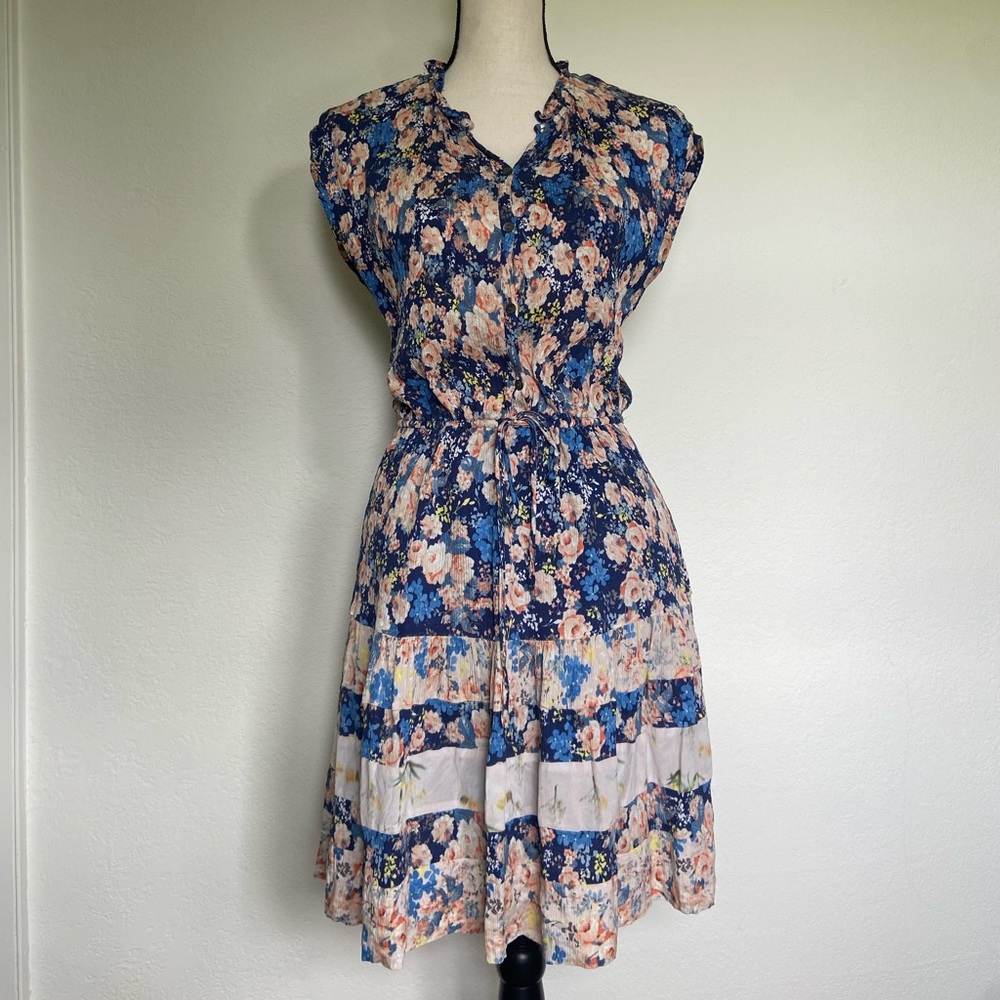 Rebecca Taylor Gigi Floral Silk Shirt Dress Size 6